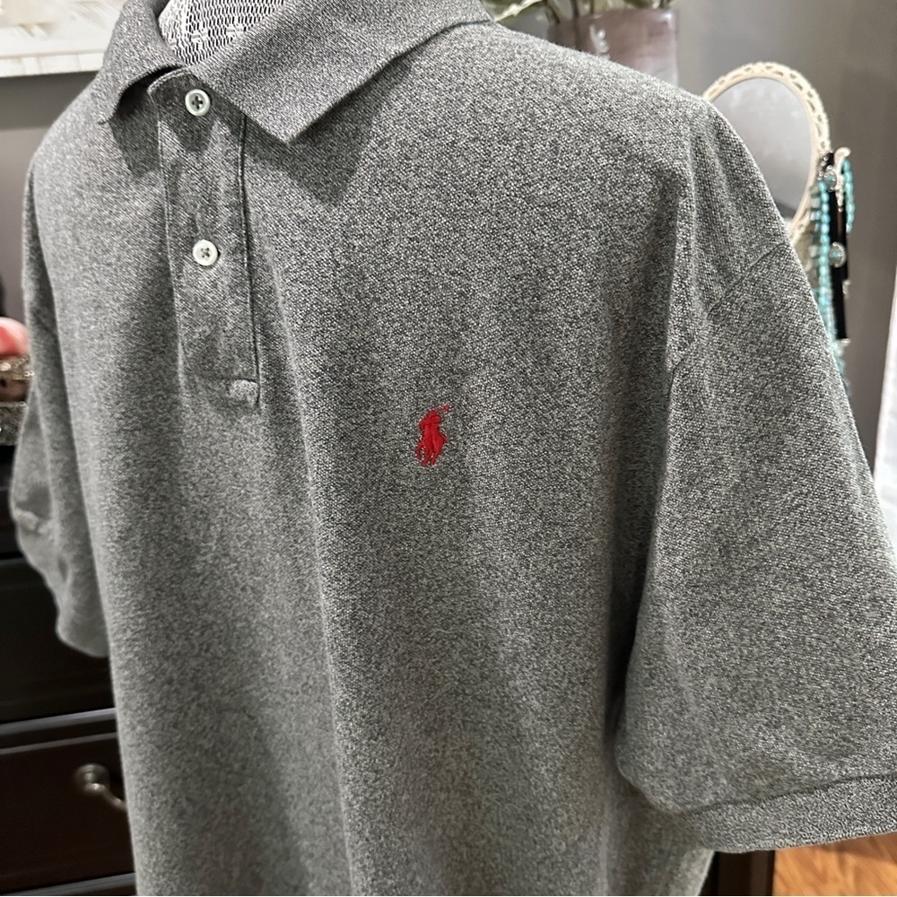 Polo Ralph Lauren Classic Fit Heather Gray Piqué Polo XXL Classic Americana - Picture 4 of 12
